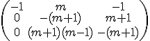 \(\array{\\&-1&m&-1\\&0&-(m+1)&m+1\\&0&(m+1)(m-1)&-(m+1)}\)